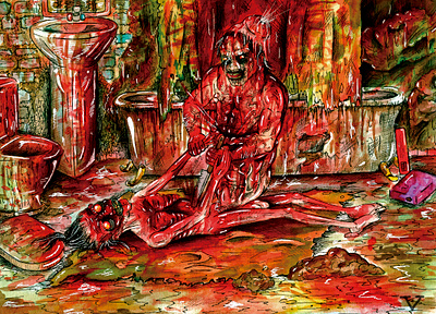 Fatricide art artcomissions artwork dark art dark illustration darkillustration gore horror horror art horrorart illustration illustration art monsters traditionalart