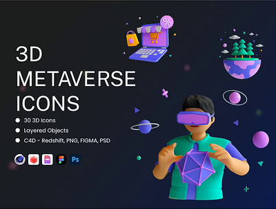 3D Metaverse Icons 3d design icon icons illustration vector