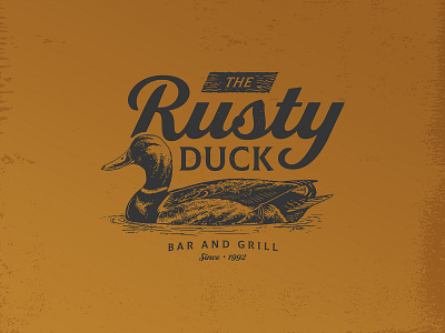Rusty Duck bar and grill brand branding duck illustration mallard
