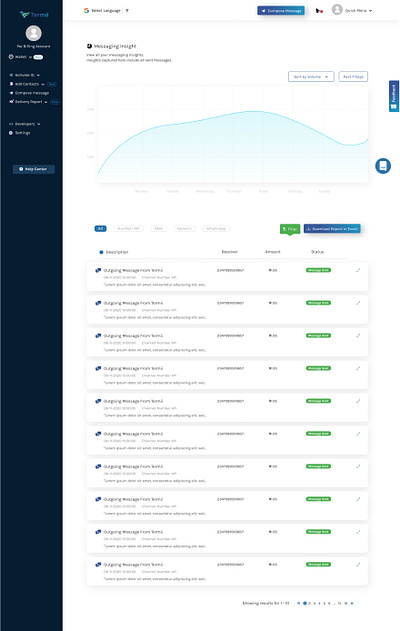 Insight page for Termii ui