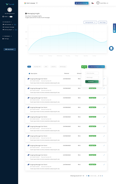 Direct Insight page for Termii design ui