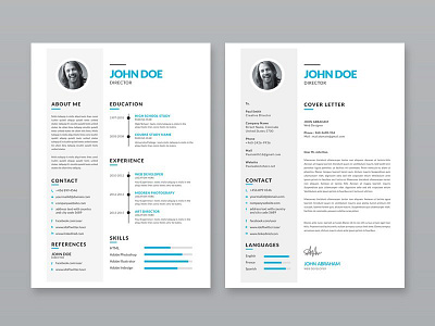 Free Simple Resume Template with Portfolio and Cover Letter curriculum vitae cv cv resume template free cv free cv template free resume free resume template freebie freebies resume