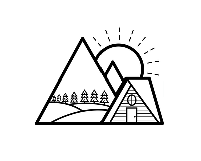 Campsite logo backpacking black lines cabin camp camper camping camping logo campsite hut logo minimalist logo mountain lgo mountains outdoors simple logo summer camp sunshine travelling