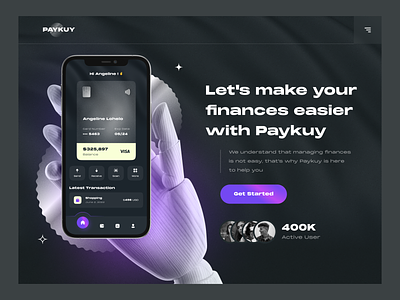 Paykuy - Finance Website Hero bank card finance finance website fintech website hero hero section layout mockup ui uidesign uiux ux wallet website web design website