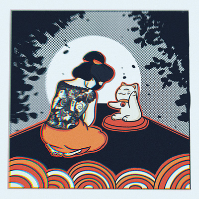 Bless me, Lucky Cat 🖤 illustration procreate