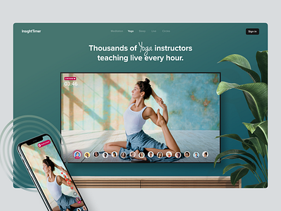 Yoga Landing page insight timer landing landingpage live livestream meditation ui uidesign web design website website design websites yoga yoga app