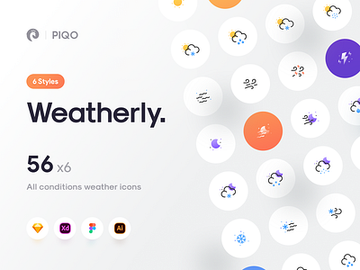 Weatherly Flat Icons cloud design flat icon icon set icons iconset illustration illustrator minimal moon rain snow sun vector weather weather app weather icon wind