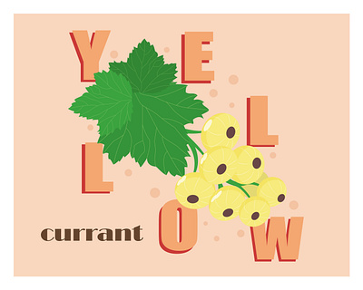 Yellow currant adobe illustrator berry currant flat flat illustration garden illustration kammerel leaf leaves vector yellow