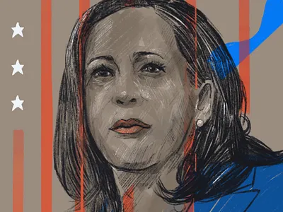 Kamala Harris blue and red elections illustration illustrator people portrait portrait illustration power united states united states of america vice president vintage vote woman woman power