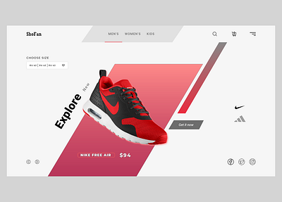 Shoe shop web landing android app design graphic design icon logo typography ui vector web