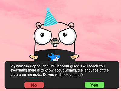 Go visual novel concept digital ocean goland golang gopher gophers pink programming sky visual novel