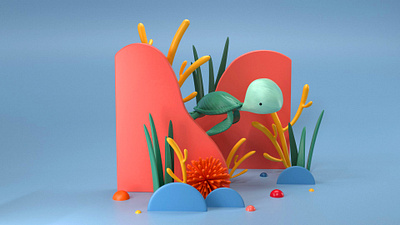 Green sea turtle 3d art 3d lowpoly 3d modeling 3d render c4d cgi character design cinema4d coral green sea turtle lowpoly lowpoly3d sea creature underwater