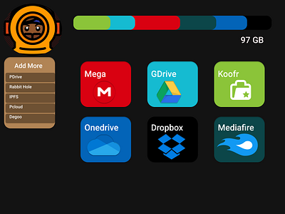 Cumulative Storage Concept blockstack cloud degoo dropbox googl drive ipfs koofr mediafire mega onedrive pdrive rabbit hole storage