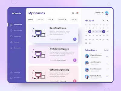 E-Coursie App course app dailyui dashboard dashboard design design e course illustration minimal modern trends ui ui ux ui design ux ux design vector