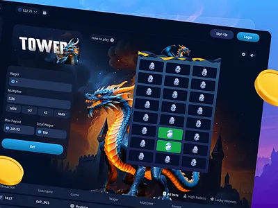 Dragon Tower - Casino Design bet betting casino betting game casino game casino interface casino ui dragon tower gambling game illustration live casino slot