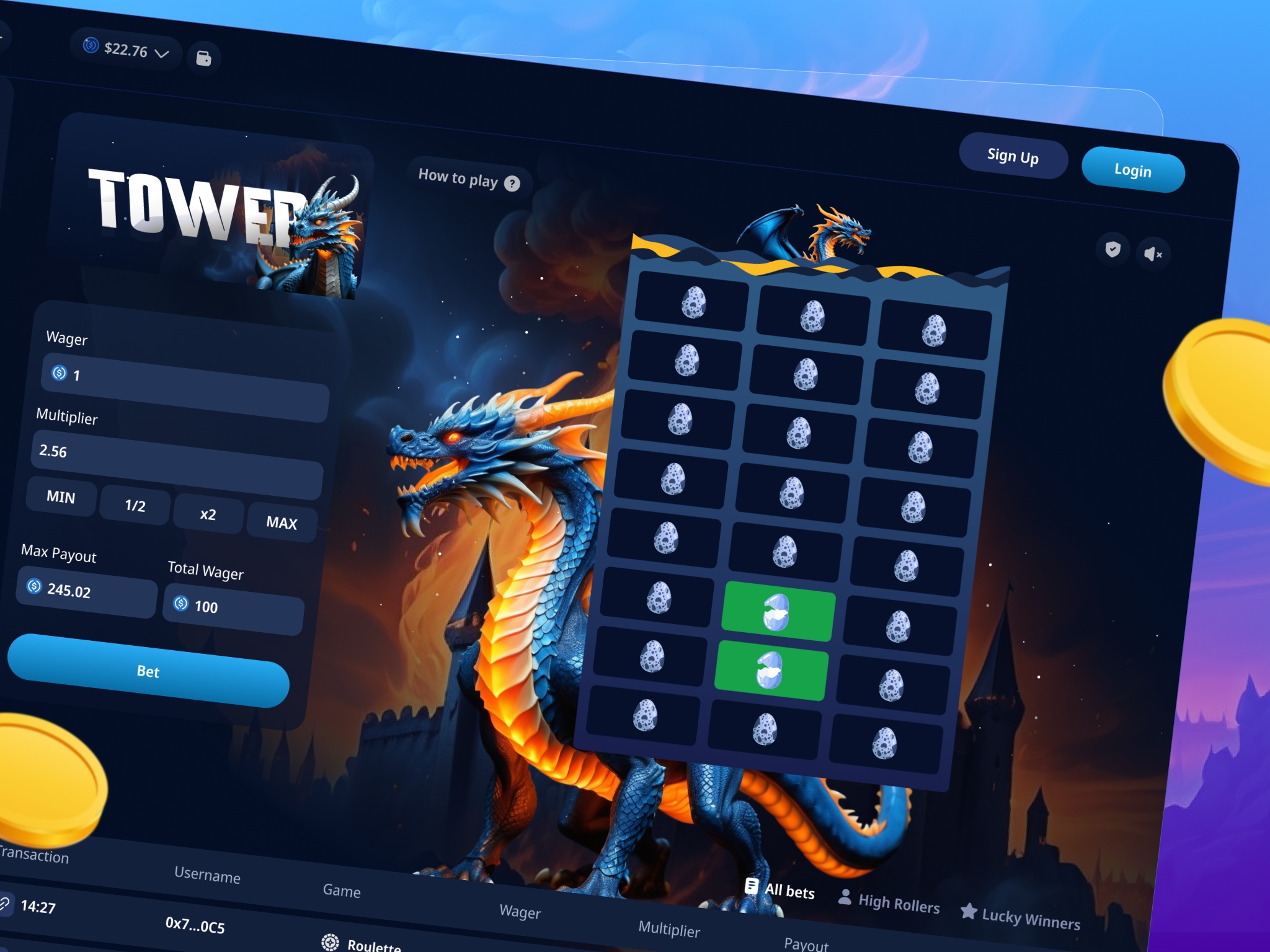 Example of Custom Casino 2 D Game Design (UI/UX)