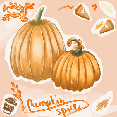 Pumpkin spice digital illustration digital painting digitalart illustration procreate stickers