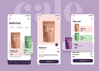 Coffee app app application bag clean coffee design figma interface light order photoshop uiux