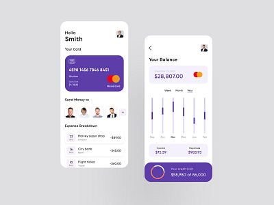 Finance Mobile App app app design banking bankingapp branding cards finance finance app fintech app minimal mobile app design mobile application typogaphy ui ui kit uiux webdesign
