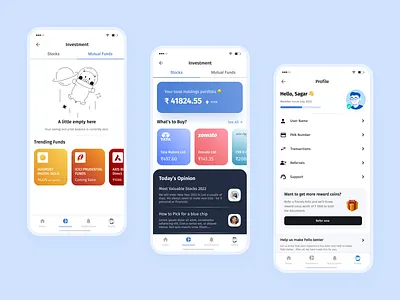 Investment App Design app bank banking creative creative design design fintech illustration investmennt market micro interaction money mutual fund rbi share sharemarket tata ui uiux userinterface