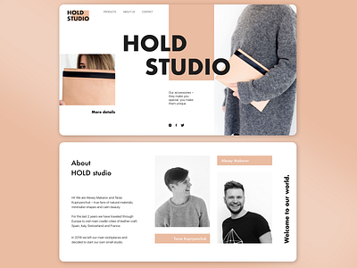 Design concept landing shop Hold studio design ecommerce landing shop