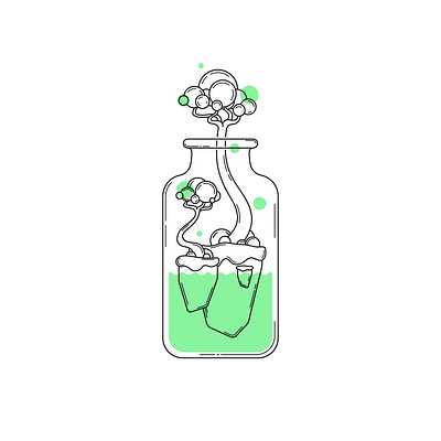 Ecosystem inside a bottle digital illustration ecosystem flat illustration illustration art illustrator lineart linework nature nature art nature illustration vector