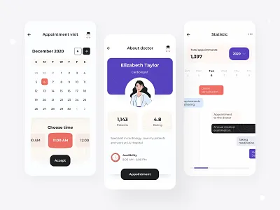 Doc user interface app design android app app design application appointment black calendar design doctor illustration ios mobile ui uidesign user experience user interface user interface design userinterface ux uxdesign