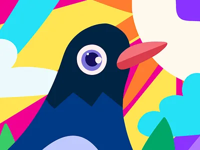 Pigeon character color design illustration illustrator leaves poster procreate solid
