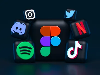 Dark Squad of Designers Productivity Tools π 3d app blender blender 3d design discord figma icon icon design iconography icons icons set illustration instagram netflix render spotify tiktok twitter ui