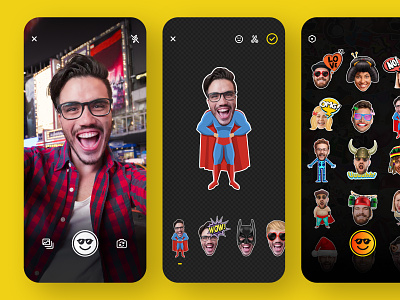 Selfie AI | Sticker App | StickerBox ai app camera app clean design interface ios minimal mobile app selfie stickerbox stickers ui ux