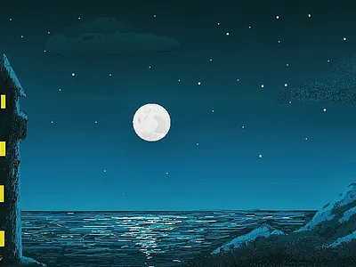 light house 💈 art artwork beach design digitalart illustration lighthouse moon moonlight nature painting paintings sea sky