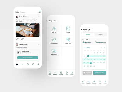 Employee app app design emplpyee inspiration mangment minimal mobile shift time off ui ux