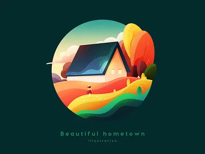 Beautiful hometown branding colour adventure girl icon illustration landscape logo scenery space gradient travel ui web flat