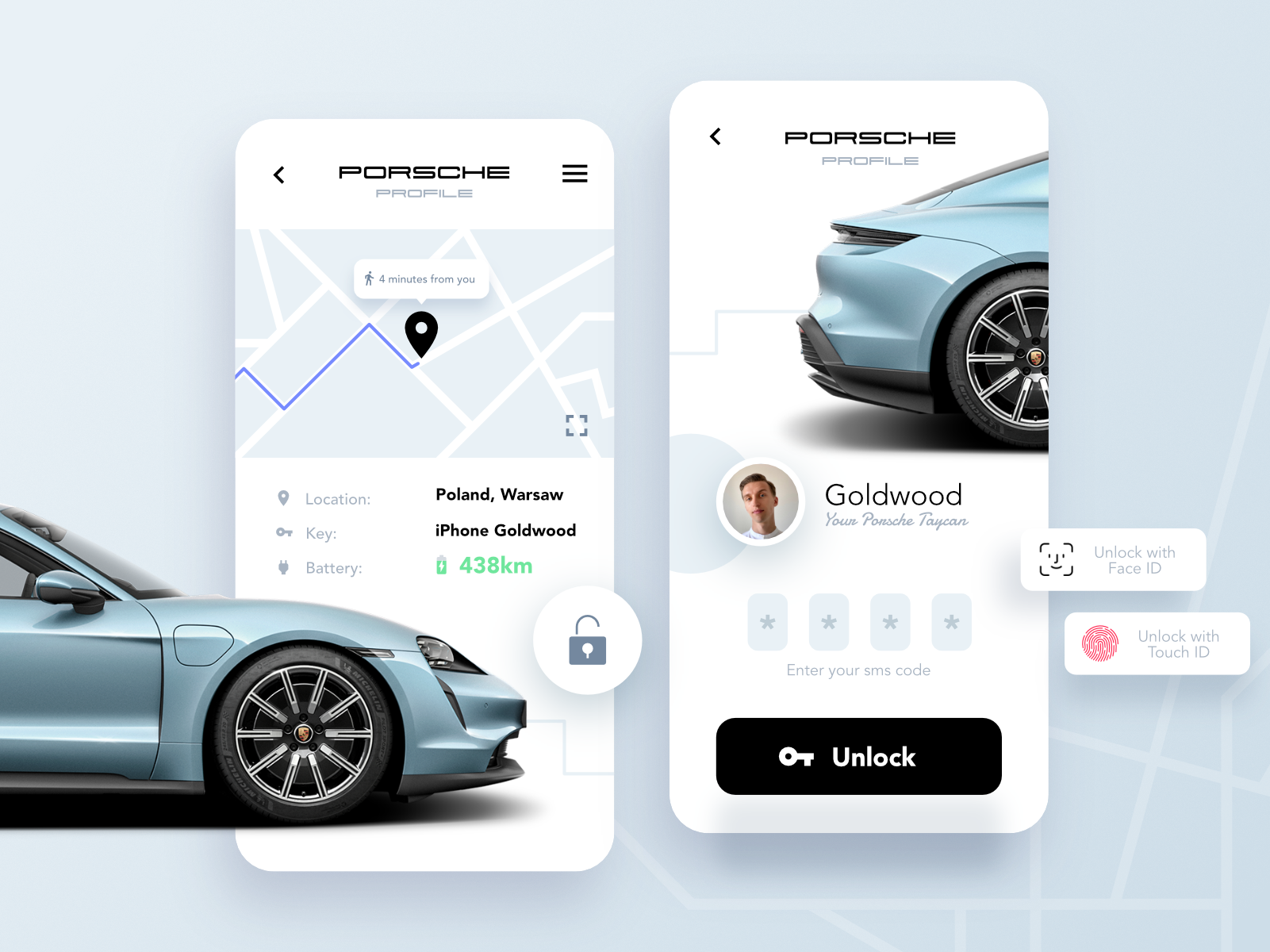 Example of Porsche app uiux design / app designer