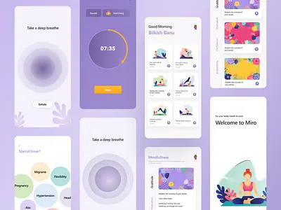 Yoga & Mindfullness app calm design healthcare ios lifestyle mindfullness minimal mobile app productdesign ui ui design ux yoga yoga app
