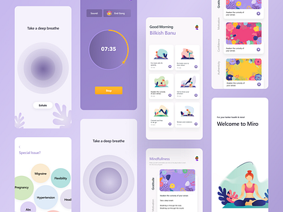 Yoga & Mindfullness app calm design healthcare ios lifestyle mindfullness minimal mobile app productdesign ui ui design ux yoga yoga app