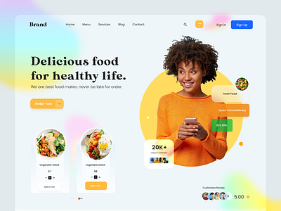 Food Delivery Web UI Concept app best shot design ecommerce food app food delivery food menu food website gradient landingpage madhu mia order food popular shot product designer trendy ui design uiux visual design web designer