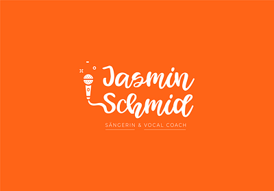 Personal logo for a vocal coach branding coach cute logo design designer feminine jasmin schmid lettering logo logo for sale logodesign logotype microphone playfool red sangerin singer typography vector vocal