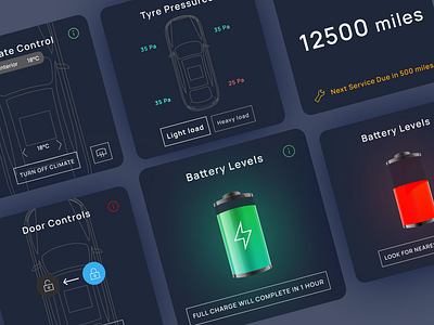 UI Cards for Electric Car App audi design jaguar mini minimal product design tesla ui ux