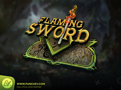 FLAMING SWORD Logo design branding design flamingsword game gamelogo gui icons illustration interface logo punchev ui ux