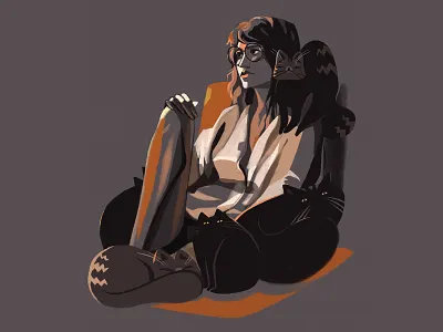 Cat Lady autumn cat editorial editorial illustration girl illustration woman