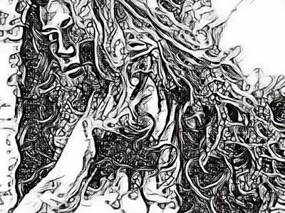 Out of the dark abstract art creature creepy dark digitalart digitaldrawing