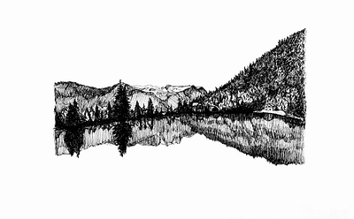 mirrored mountains art artwork drawing illustraion illustration