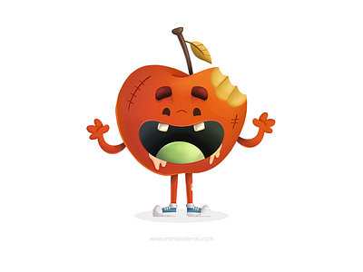 Zombie Apple apple cartoon character cute funny illustration kawaii kids mexico rotten zombie