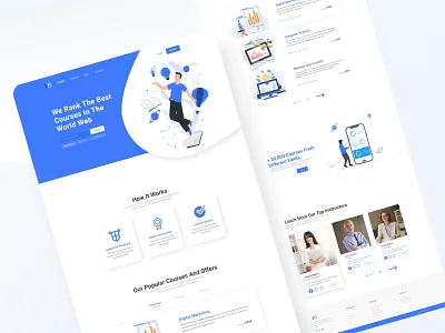Online Course landing page blue homepage landing page landing platform landingpage minimal minimalist online course online education onlinecourse typogaphy typography ui ux design uiux web design web template webdesign website