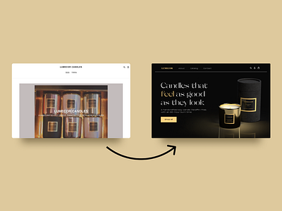 Redesigned Lumecor Candles’ Website black candle candle packaging candles clean clean design clean ui design ecommerce ecommerce design gold ui web web design webdesign website website design yellow