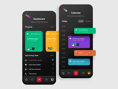 Mobile App Concept UI app calendar clean dark ui design mobile app mobile design mobile ui talavadze taskmanager trending ui user experience user interface ux vector