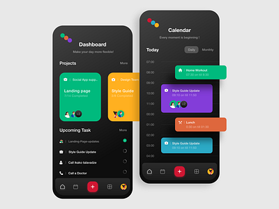 Mobile App Concept UI app calendar clean dark ui design mobile app mobile design mobile ui talavadze taskmanager trending ui user experience user interface ux vector