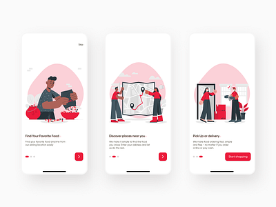 Onboarding screens app delivery delivery app design ecommerce figma food illustration illustrations minimal mobile design onboarding onboarding illustration onboarding screen onboarding screens onboarding ui