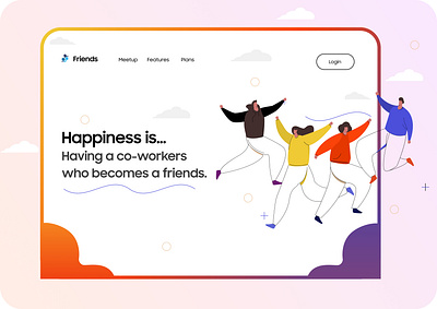 Friends / Co-Workers Landing Page Design banner banners brand identity branding concept coworker design friends illustration typography ui uiux uiuxdesign vector website websitebanner